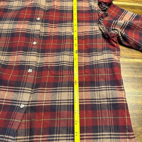 Something Navy Ruffle Flannel Shoulder Button Down Cotton Blouse Size Small EUC - Picture 3 of 7